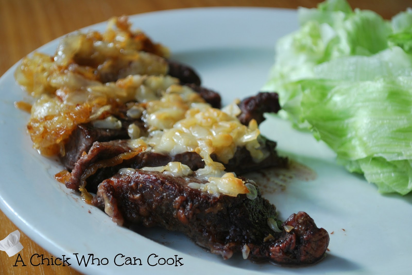 A Chick Who Can Cook Steak with smoked Gruyere