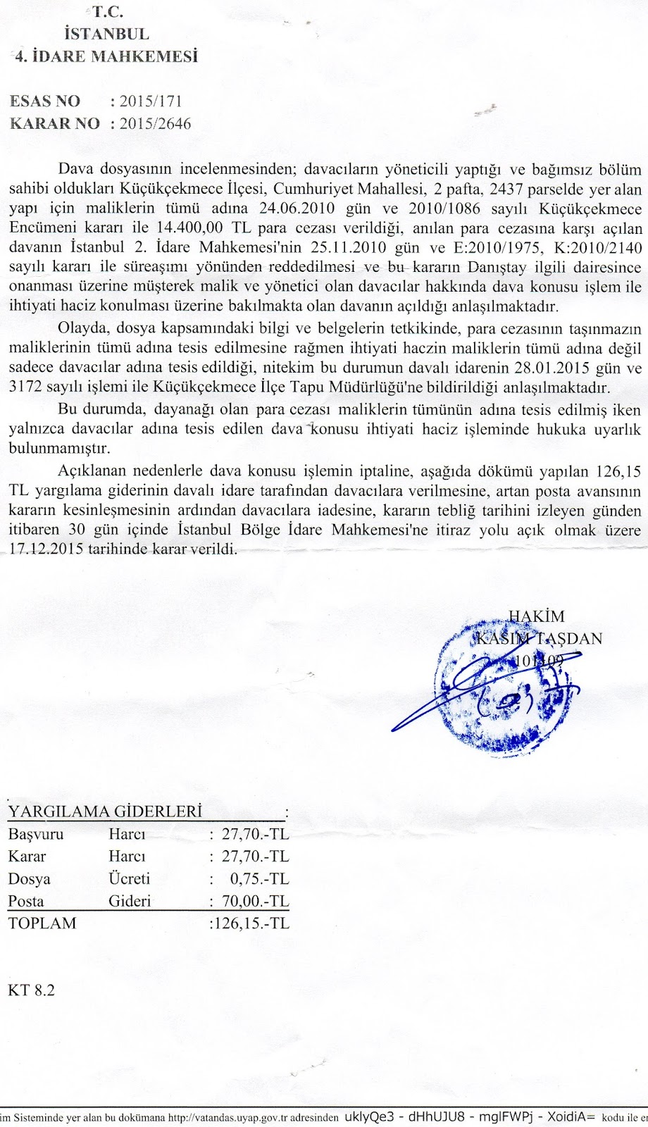 Mahkemenin tespiti Mahkemenin tespiti
