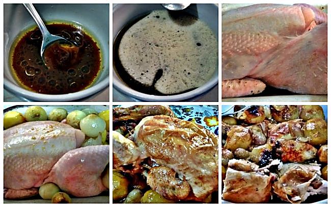 Preparación del pollo asado a la cerveza