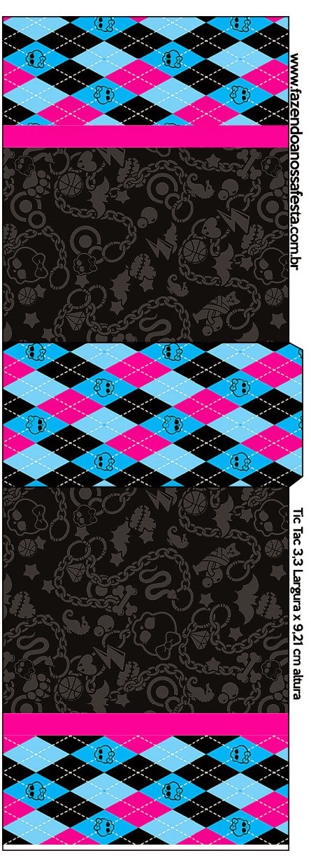 Monster High Negro: Etiquetas para Candy Bar para Imprimir Gratis. Etiqueta para Tic Tac.