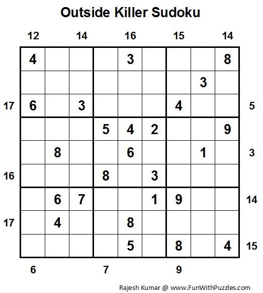 Outside Killer Sudoku Daily Sudoku League 77 Fun With Puzzles