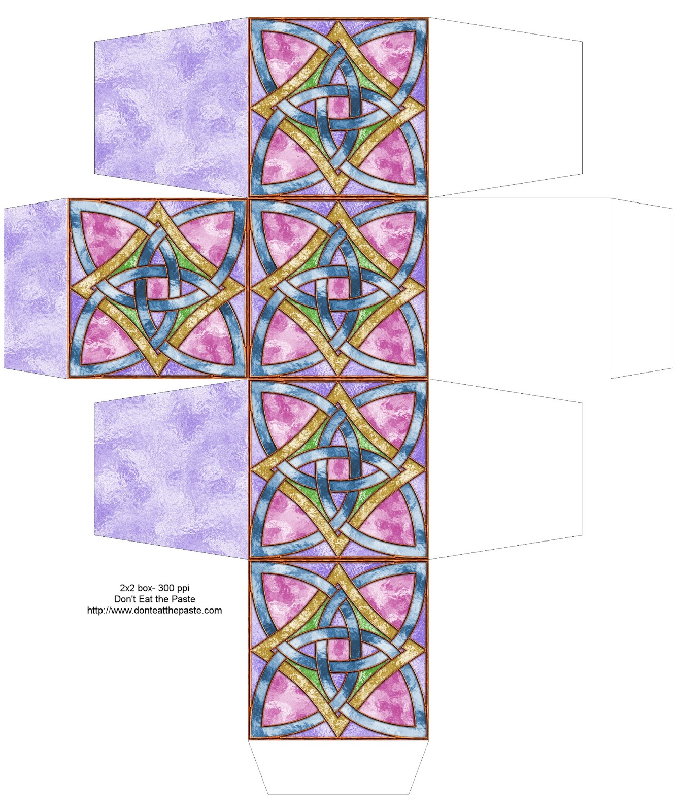 Stained glass effect knot box to print and make #papercrafts