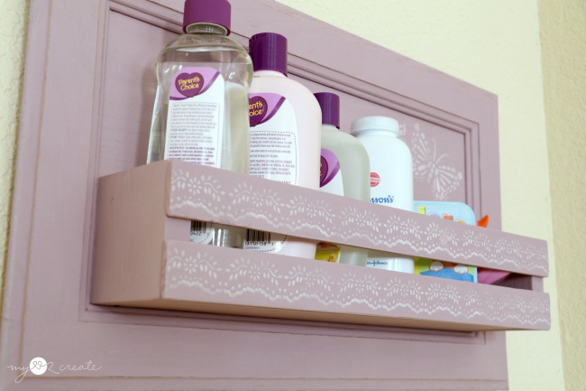 How to turn a cabinet door into a shelf, full picture tutorial at MyLove2Create