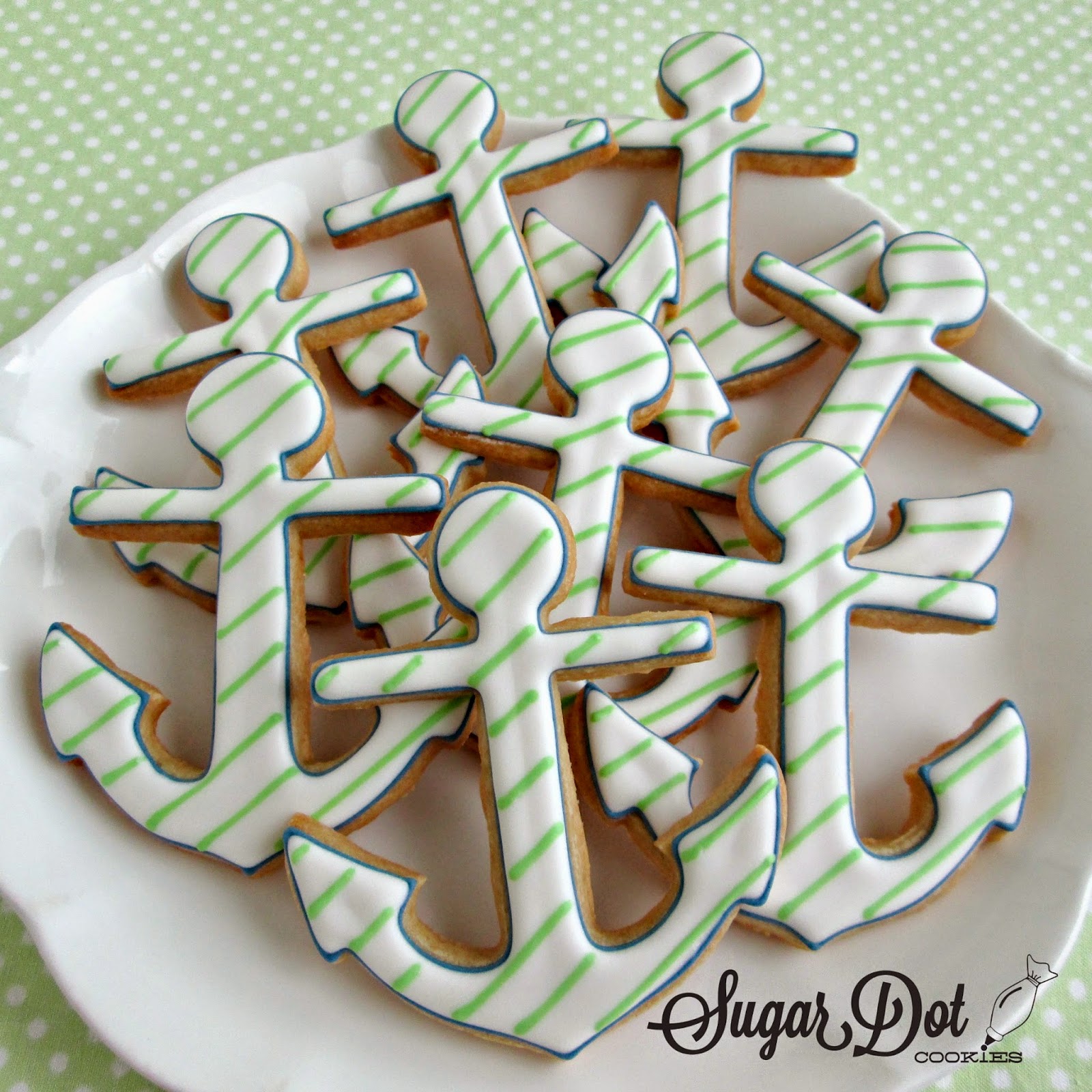 These anchor cookies were for a nautical themed wedding. Navy blue and