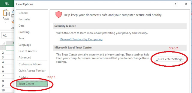 Trust Center Click Trust Center Settings...