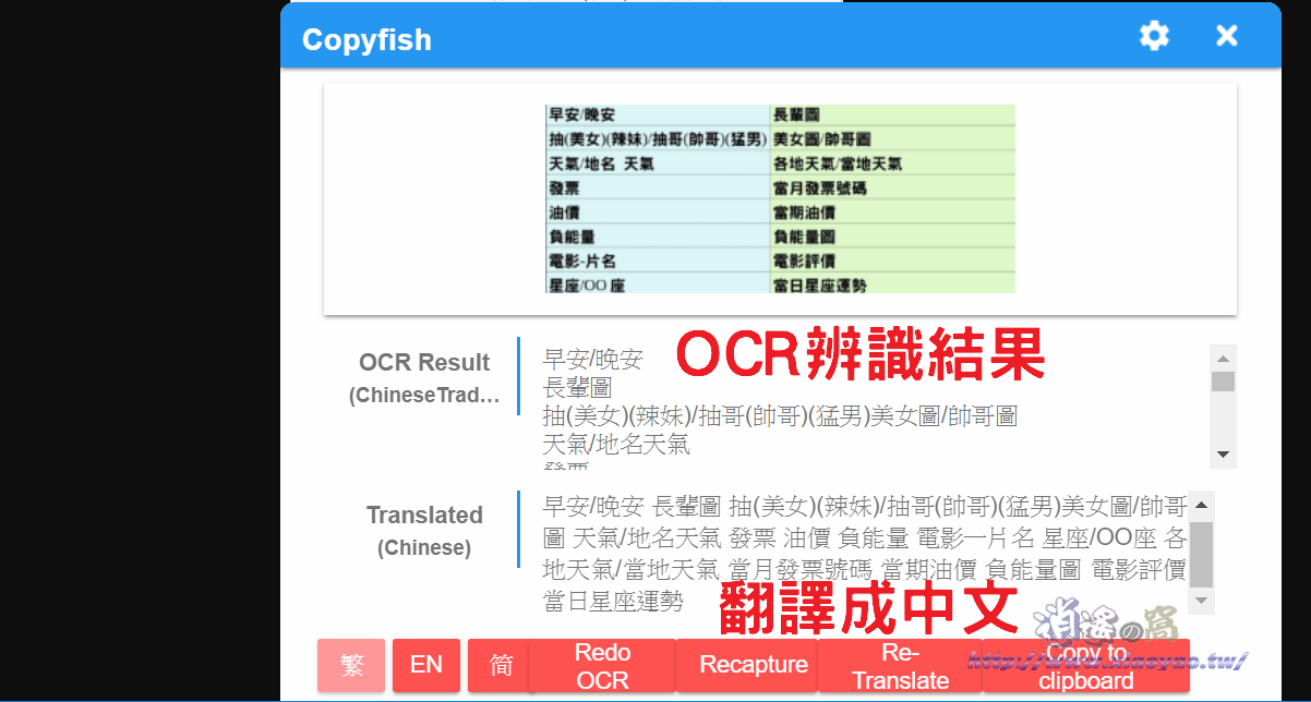 Copyfish 擴充功能免費 OCR 軟件