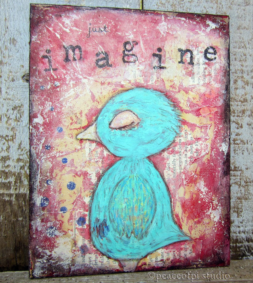 peaceofpi studio Imagine Bluebird Mixed Media Painting