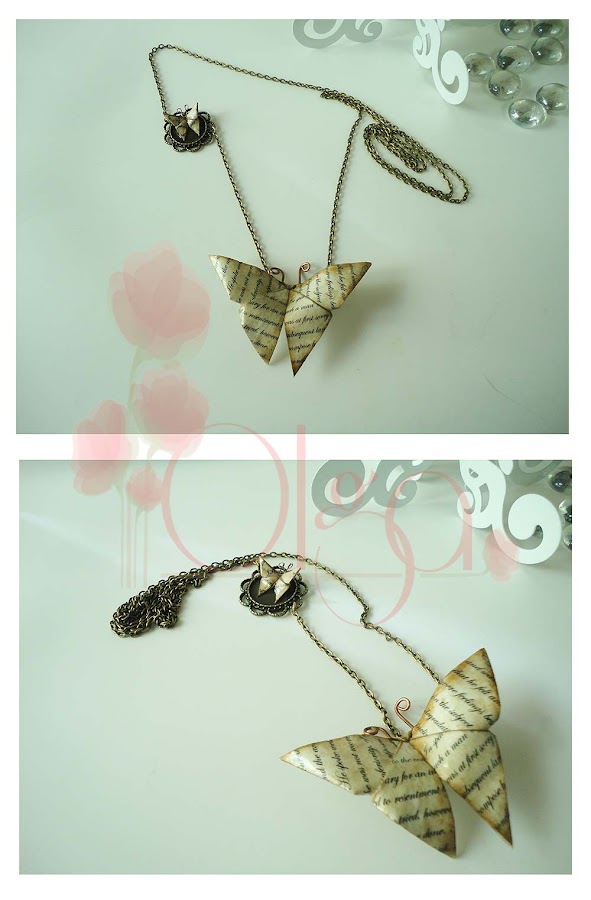  Desde el Taller de Olga.Collar mariposa de Origami