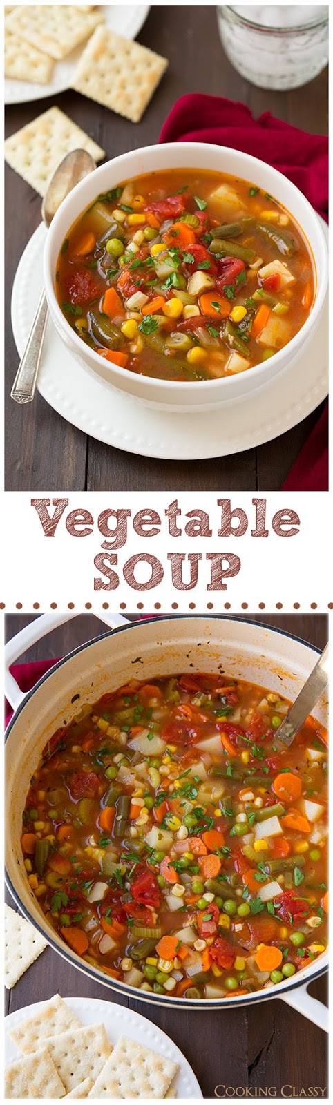Vegetable Soup - "100x better than the canned stuff! This soup is amazing, I had 3 bowls!" I'm on a soup kick and this sounds delicious.