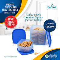 Dusdusan Azalea Snack Container Square (Set of 3) Blue ANDHIMIND