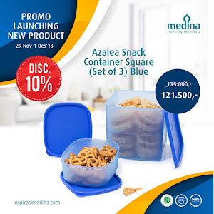 Azalea Snack Container Square (Set of 3) Blue