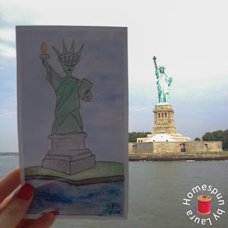 watercolor painting of Statue of Liberty in NYC