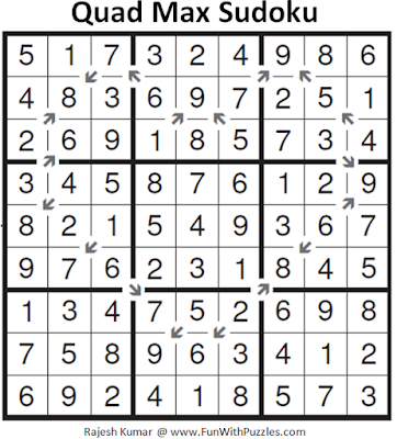 Quad Max Sudoku (Fun With Sudoku #158) Solution