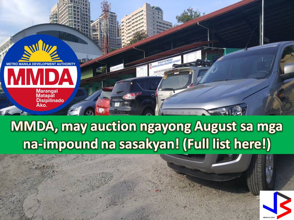 Do you need a car but with a low budget? Well here is a good news for you! The Metro Manila Development Authority (MMDA) will have "one of the biggest" auction this month of August.  Interested bidders may choose from different kinds of public utility vehicles (PUVs), cars, vans, trucks, and FX. There's an Isuzu Crosswind on the list too and even Mercedes-Benz.  These are impounded vehicles that remain unclaimed since 2007.