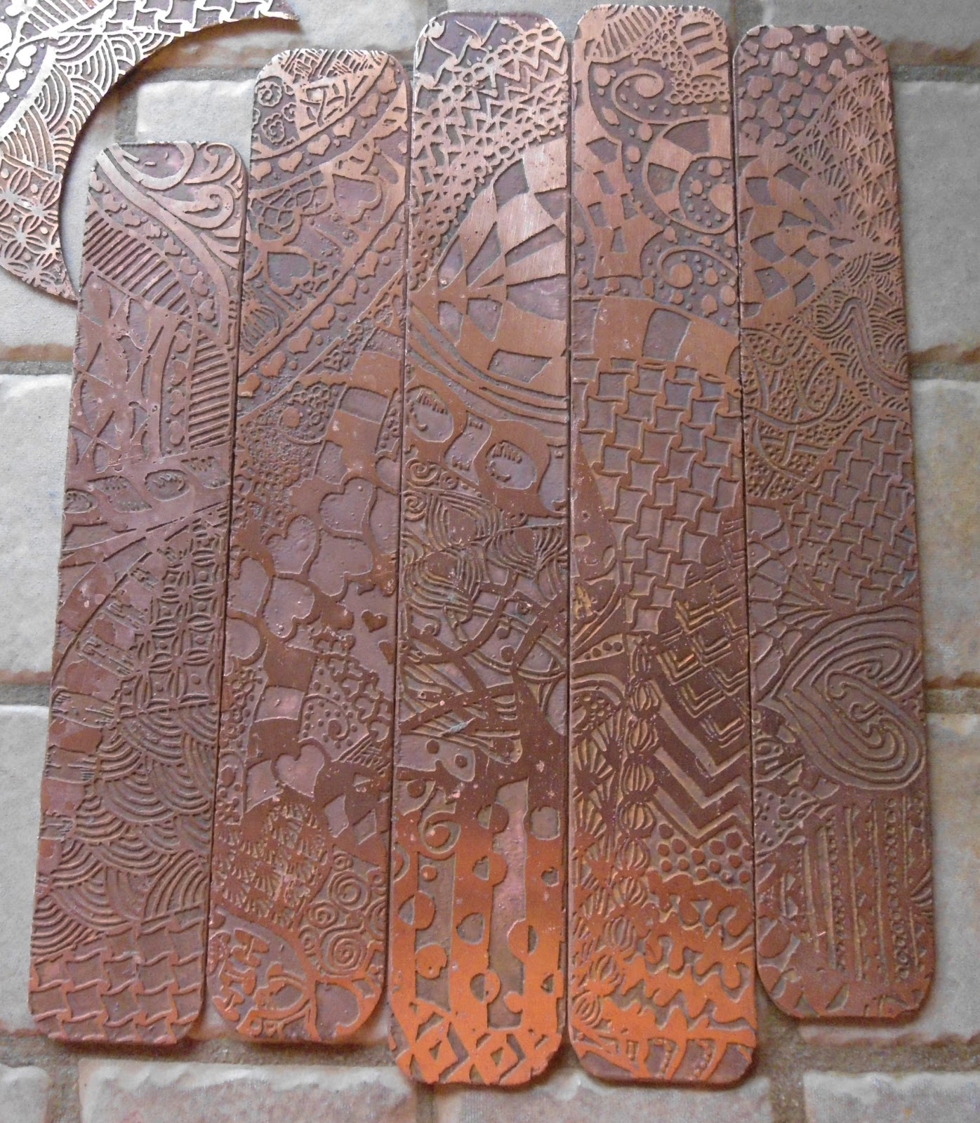 WIP Etched Copper Bracelets