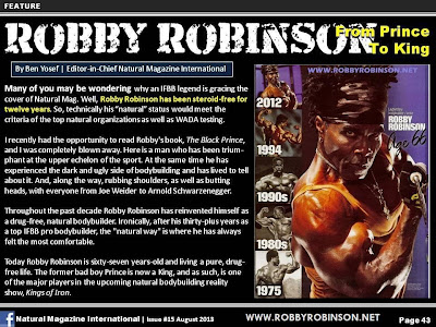 ARTICLE ABOUT ROBBY ROBINSON - FROM PRINCE TO KING NATURAL MAG INTERNATIONAL, AUGUST 2013 ▶ www.robbyrobinson.net