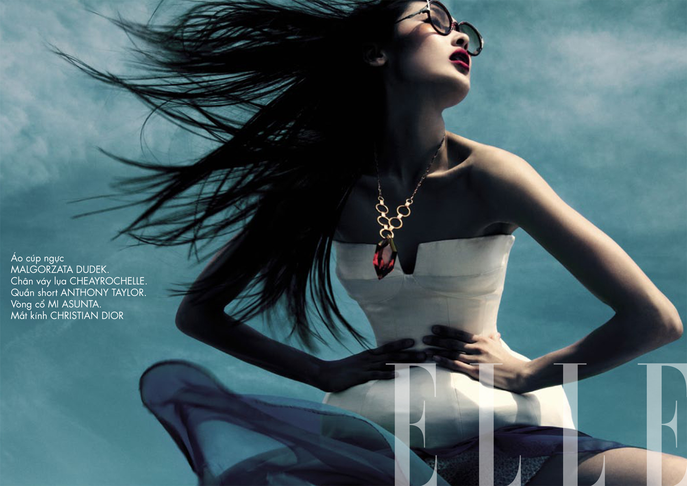 Blue Sky Fashion Editorials Graphic Clouds, Fashion Shoot for Elle Vietnam with model Dinara Chetyrova pic