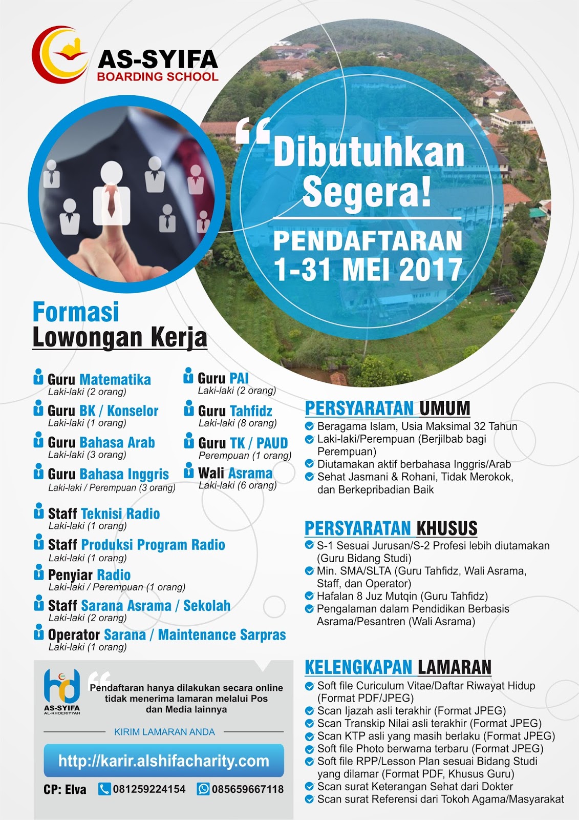 Rekrutmen Guru Dan Staf As-Syifa Boarding School | idn. paperplane