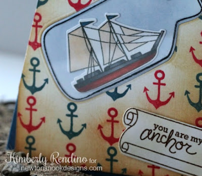 Message in a bottle card by Kimberly Rendino for Newton's Nook Designs | ship | nautical | anchors