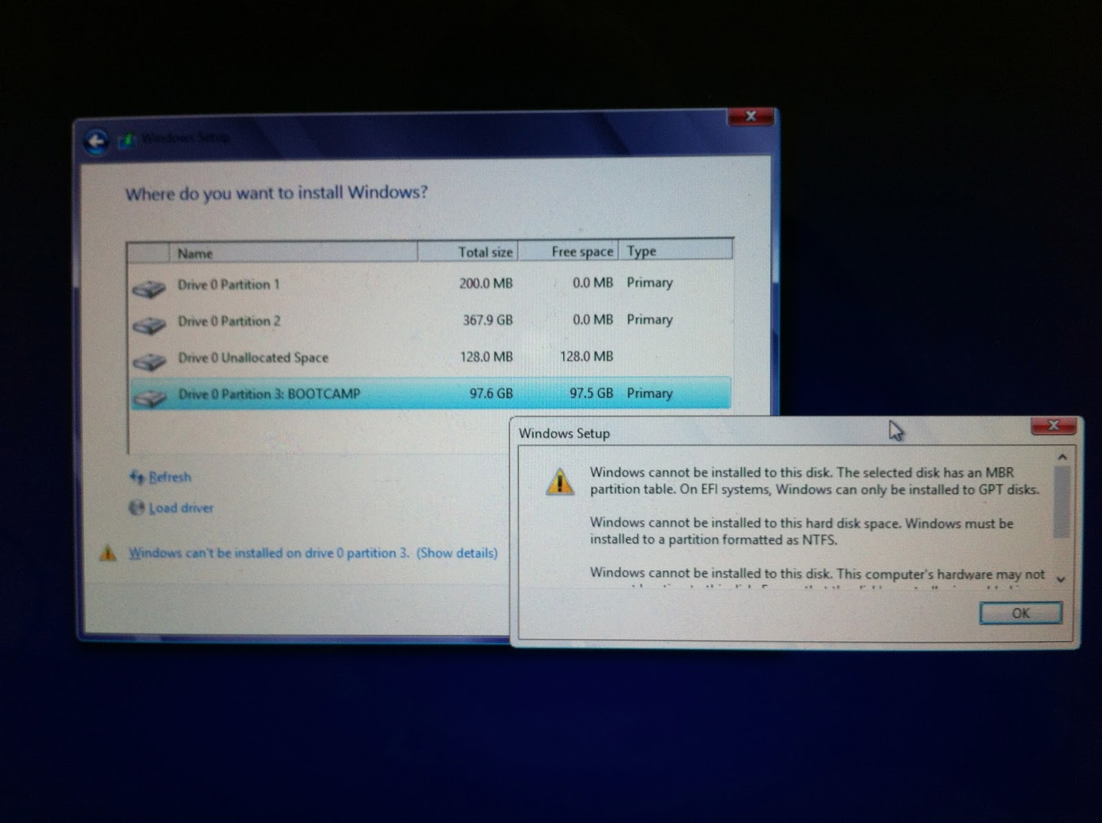 installing windows on mac problems installing windows on mac problems
