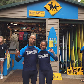 Surfing in Muriwai