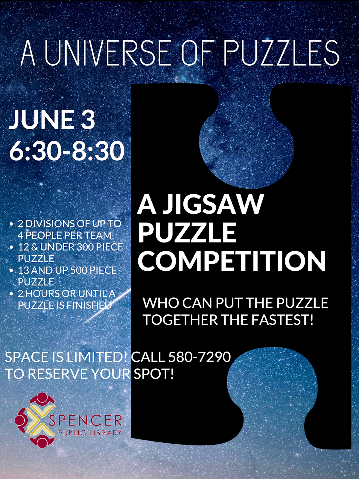 News at Spencer Public Library Jigsaw Puzzle Competition How Fast Are