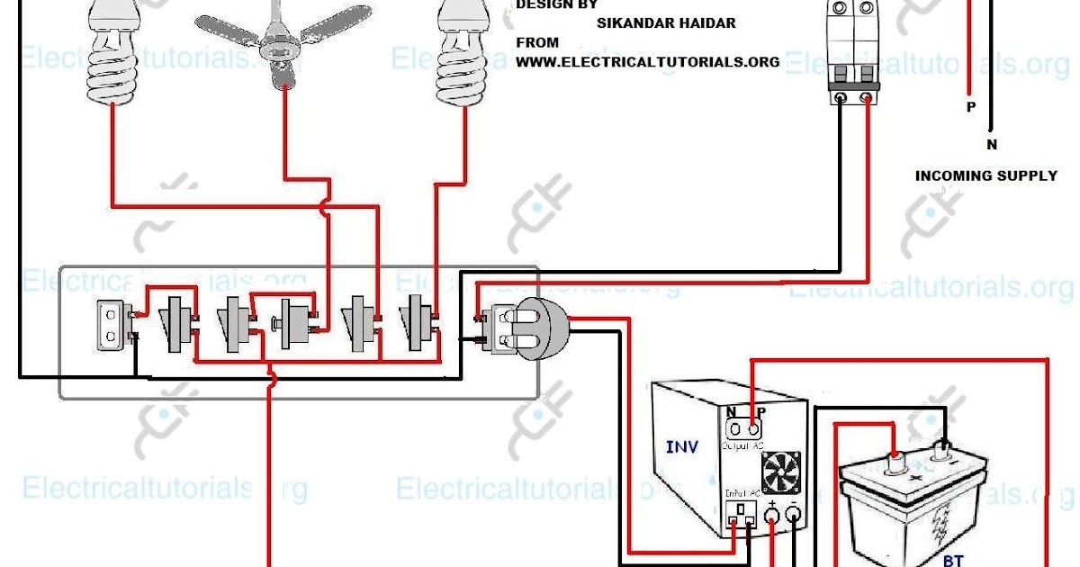 UPS Wiring - Inverter Wiring Diagram For Single Room ... home electrical wiring tutorial in hindi 