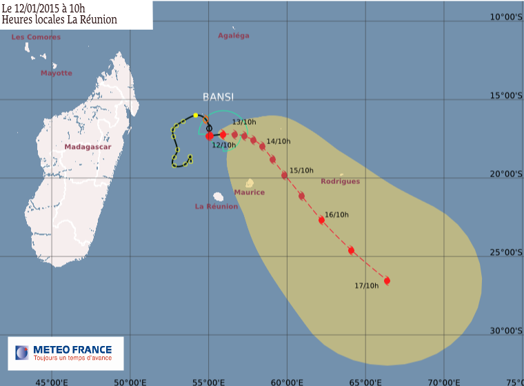 Cyclone tropical intense Bansi: le point à 13h00