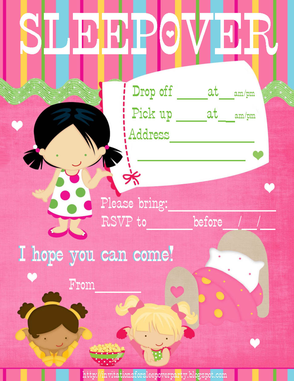 INVITATIONS FOR SLEEPOVER PARTY FREE CUTE PRINTABLE SLUMBER PARTY 