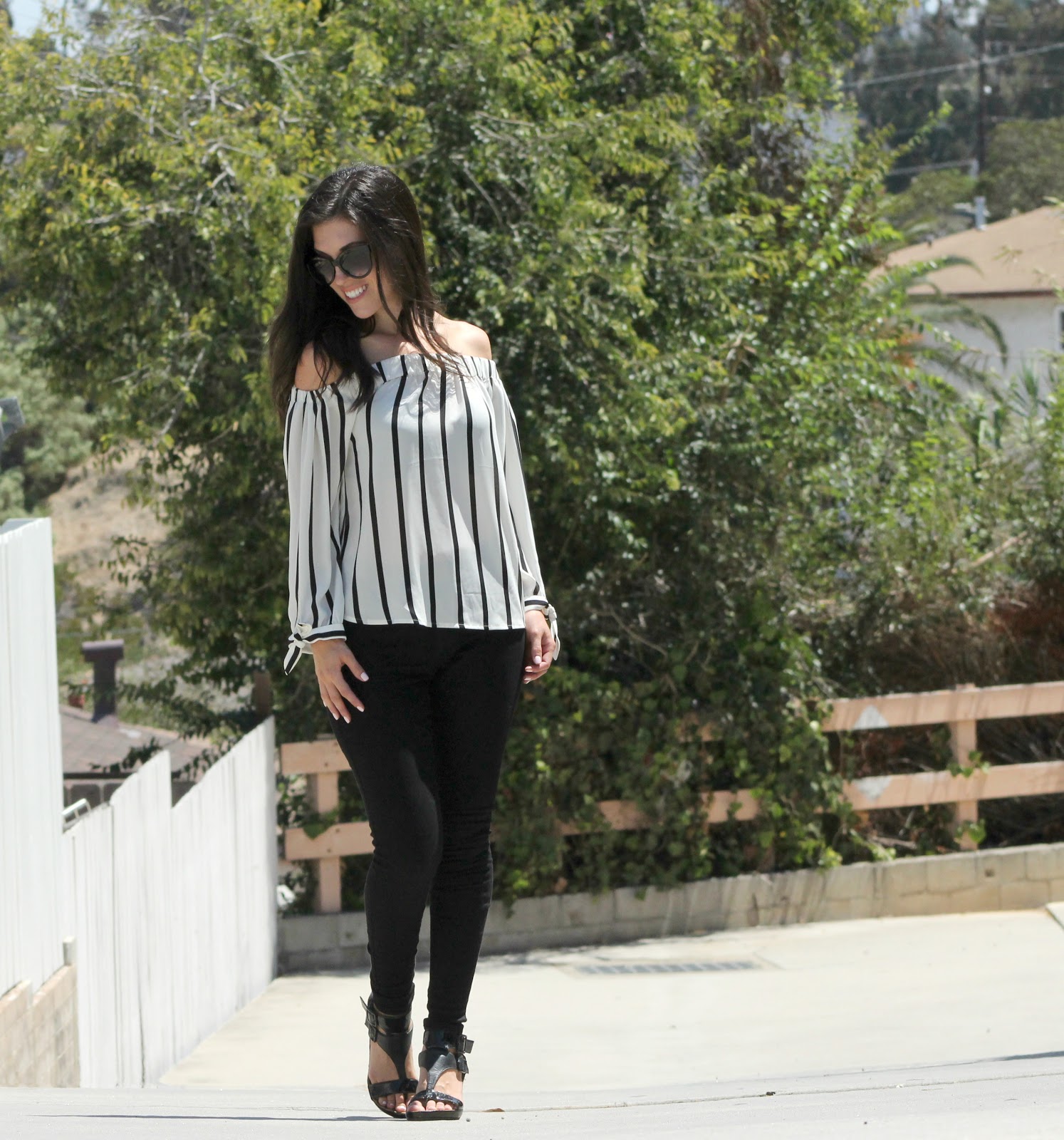 Beautifully Candid: Off The Shoulder Tie Sleeve Look From Summer to Fall