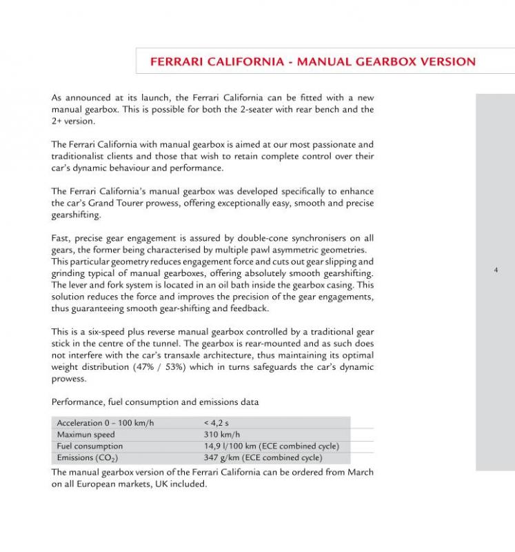 Marchettino The ONLY official website 6Speed manual Ferrari California!