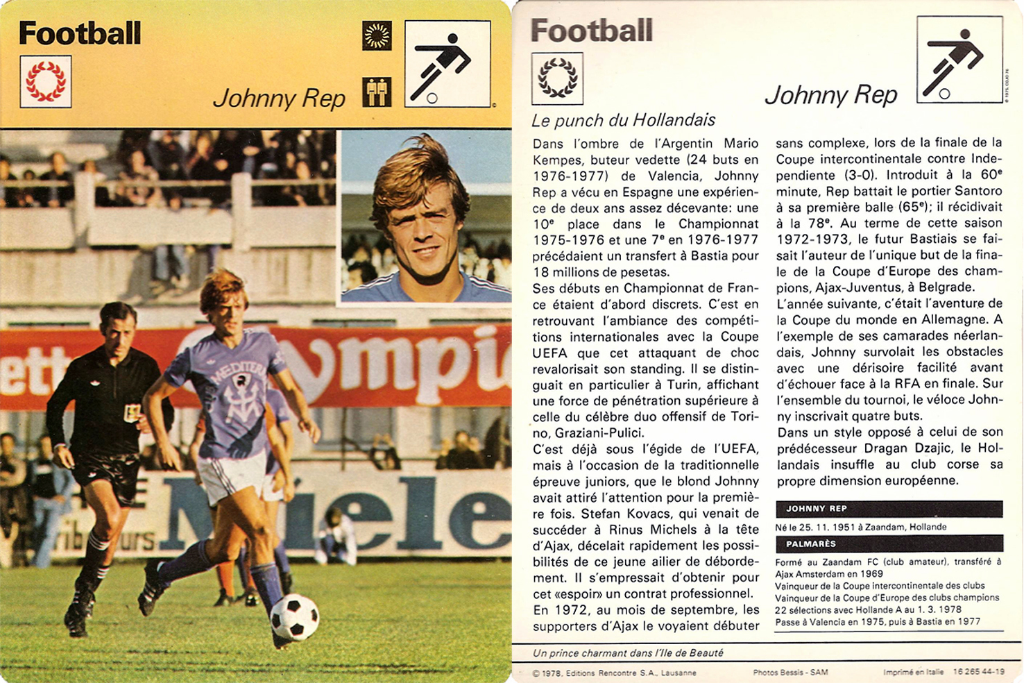 LA FICHE DETAILLEE. Johnny Rep.