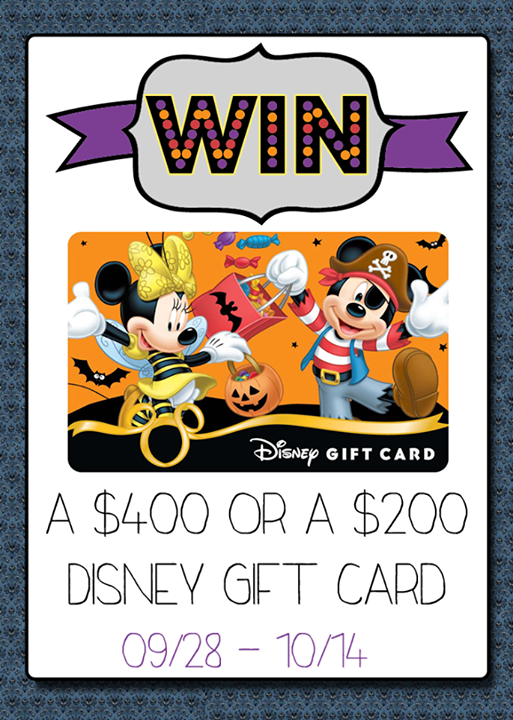 The Disney World Files: Disney Gift Card Giveaway-$400 & $200 Gift Cards!