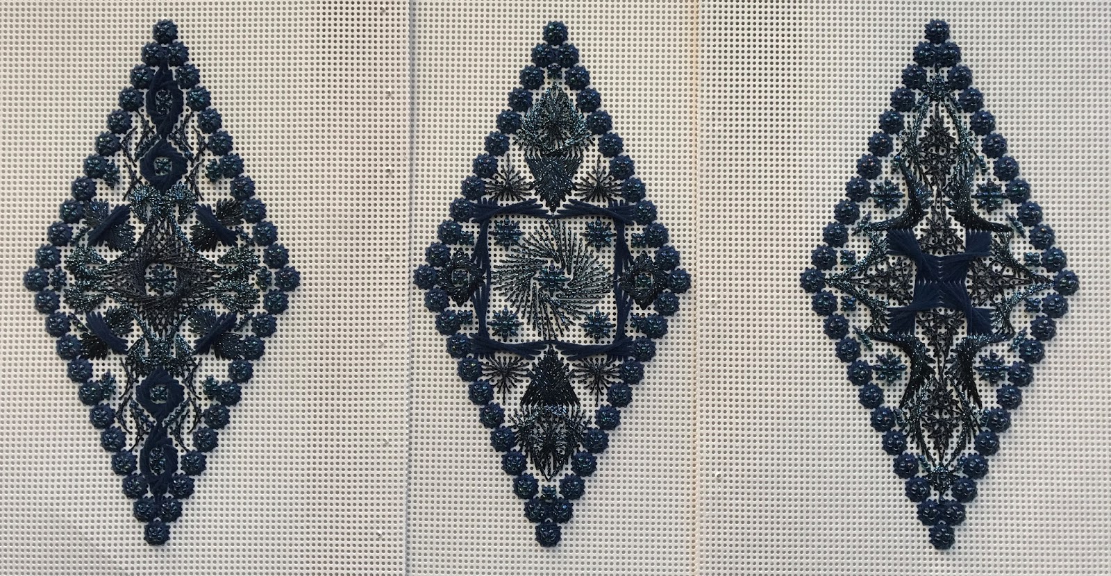 Brenda's Needlepoint Studio Christmas Diamond Ornaments 12/4/16