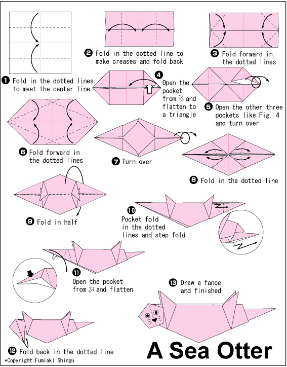 Sea Otter - Easy Origami instructions For Kids