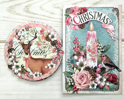 Cards, Stamperia Pink Christmas, The Funkie Junkie Boutique, Tutorials, Maggi Harding Christmas Card Tutorial Stamperia Pink Christmas