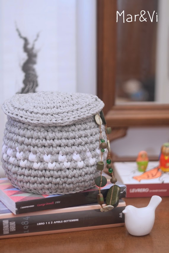 Patrón cesta de trapillo con tapa