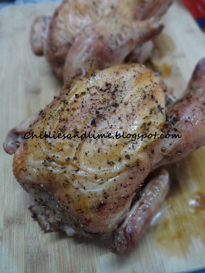 Chillies and Lime Lemon and Garlic Roast Chicken ( a Donna Hay Recipe)