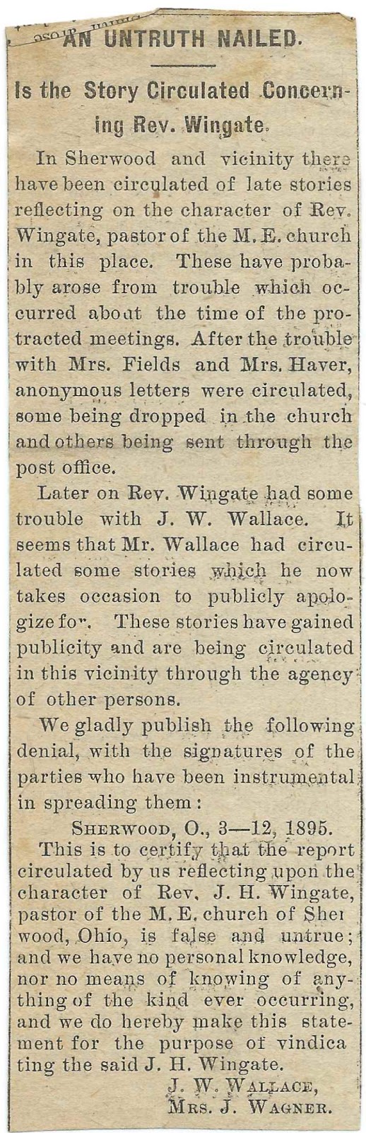 Heirlooms Reunited 1895 Letter to Newspaper Attesting to the Character
