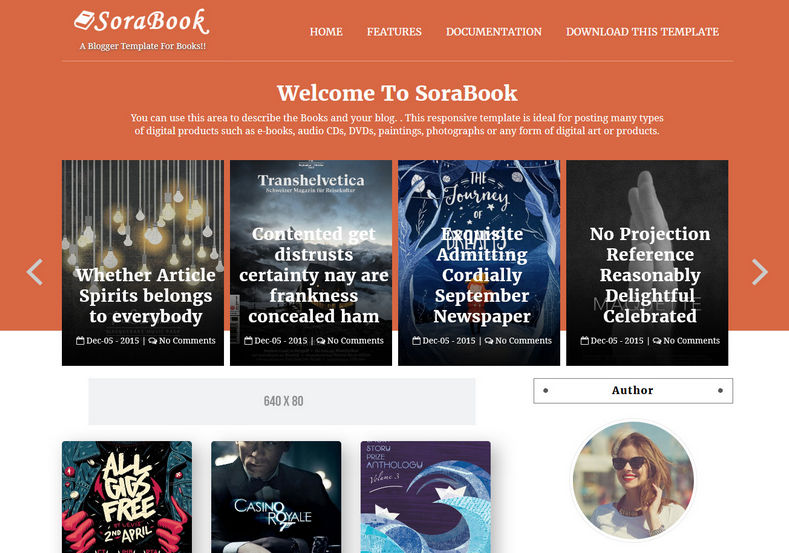 Demonstração Template SoraBooks para Blogs Responsivo para livrose E-books 2018