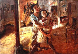 Lukisan Karya Affandi dengan Tema Maryati and Kartika Lukisan Karya Affandi dengan Tema Maryati and Kartika _ Medium: Oil paint, Canvas _ Tahun Pembuatan: 1947 _ Dimensi Karya: cm x 140 cm x 100 cm _ Deskrips: Foto karya berasal dari buku "Affandi Vol I,II,III", koleksi Perpustakaan IVAA.