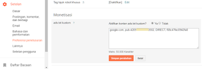 Menambahkan file ads.txt Menambahkan file ads.txt