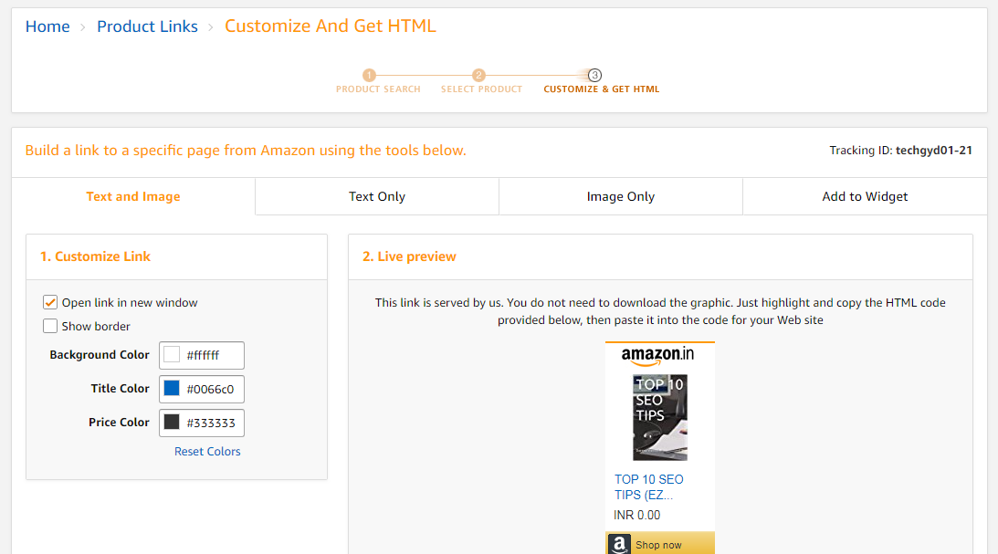 Customize and Get HTML Customize and Get HTML