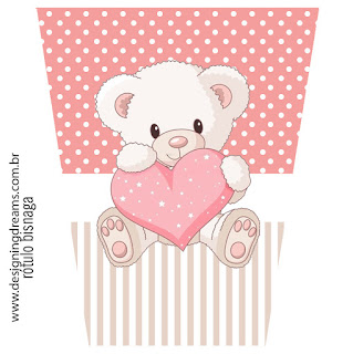 Kit de Osita Bebé con Corazón Rosa para Imprimir Gratis. Kit de Osita Bebé con Corazón Rosa para Imprimir Gratis.