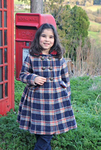 Burda style girls double breasted coat pattern 145 plaid coat Burda style girls double breasted coat pattern 145 plaid coat