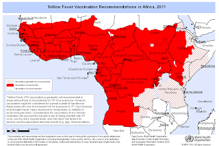 Hochrisiko Gebiete für Malaria, Denue und Gelbfieber in Afrika