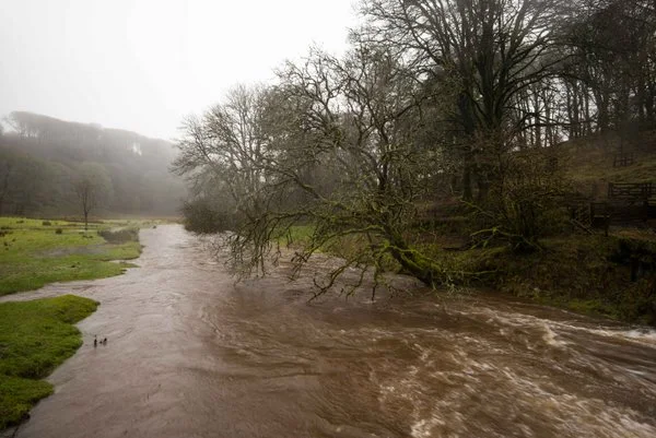 The River Barle in flood at Simonsbath. Photo copyright B. Adams (All Rights Reserved)