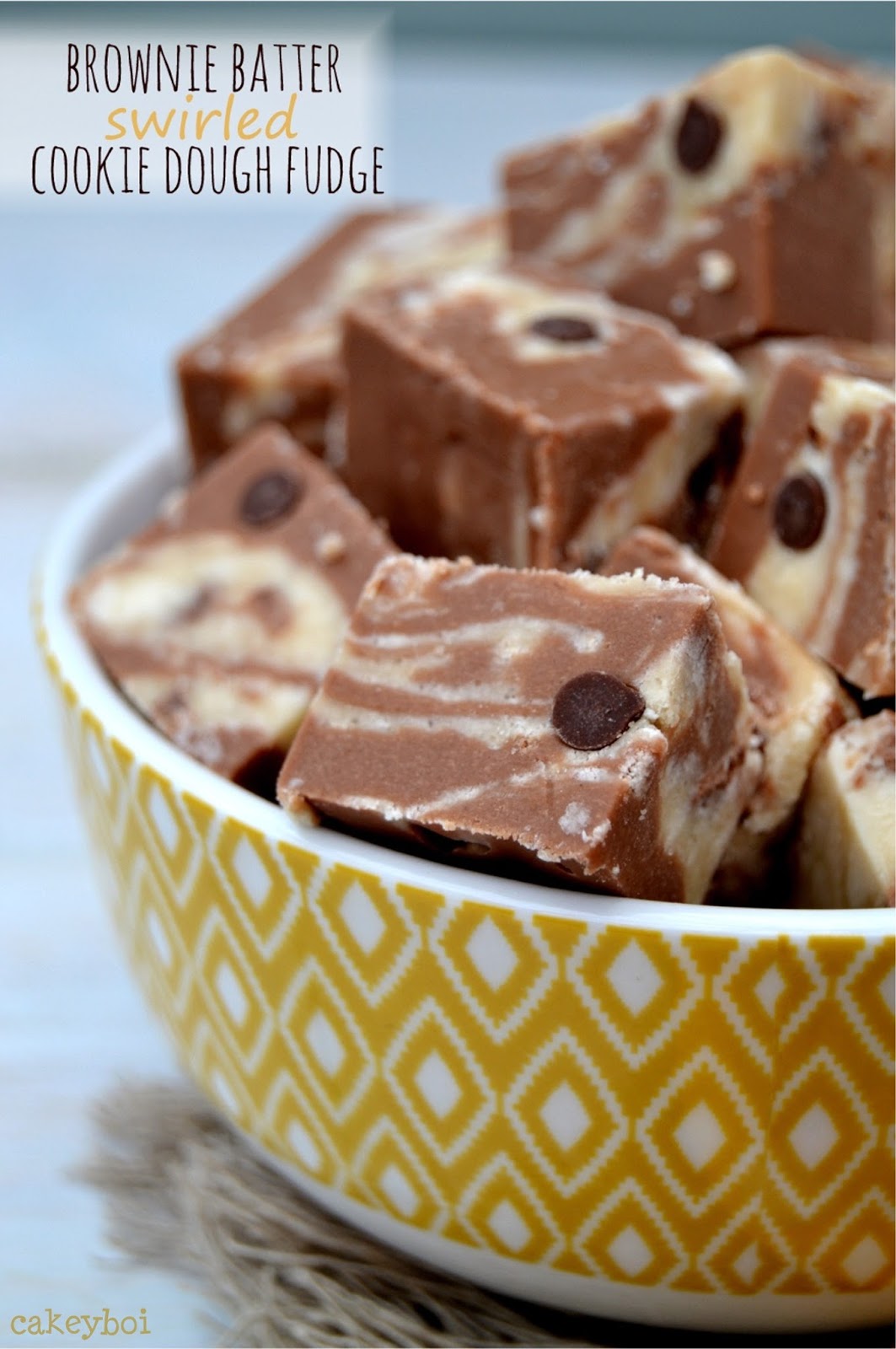 Cakeyboi Brownie Batter Swirled Cookie Dough Fudge