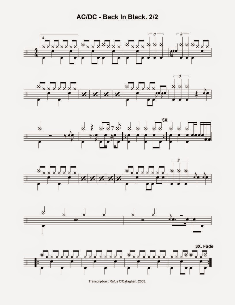 AC/DC - Back in Black | Partituras para Batería