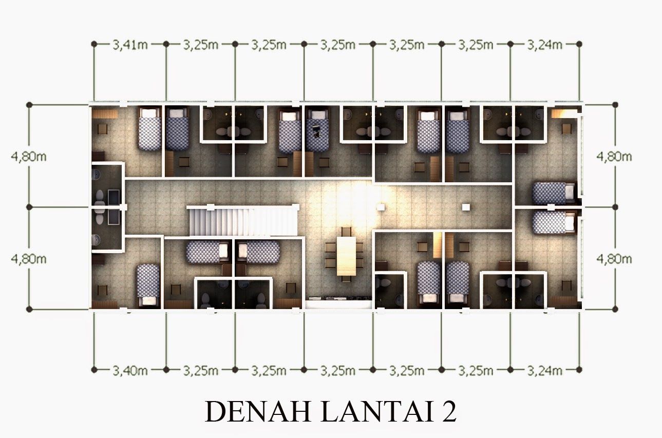Design interior kos mewah 3 lantai di pekanbaru - Desain 